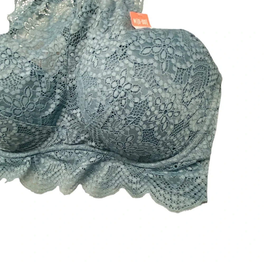 Victoria's Secret PINK High Neck Push Up Lace Bralette Gray‎ Size M (D-DD)